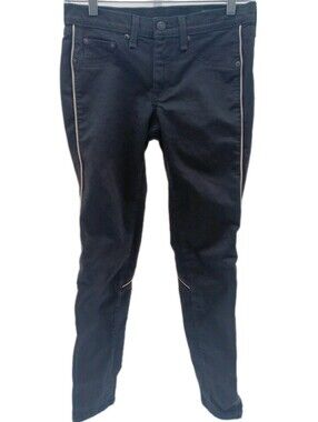 Rag & Bone Intermix Jeans Womens 28 Black White Stripe Denim Cotton Lamb Leather